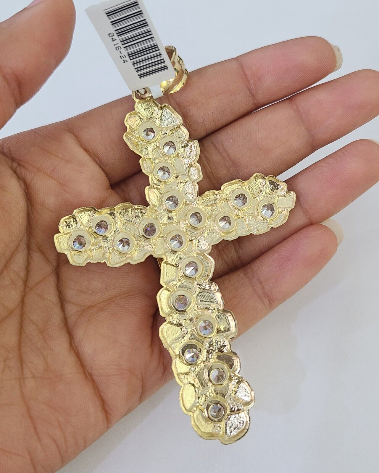 10k Yellow Gold Rope Chain Jesus Cross Charm Pendant 18-30'' Inch 8mm  Necklace