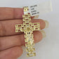 Real 10k Gold Byzantine Necklace Jesus Cross Charm SET Chain 18"-30" 3mm Pendant