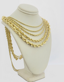 Solid 10kt Gold Rope Chain Necklace 2.5mm 3mm 4mm 5mm 6mm 7mm Diamond Cuts SALE