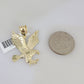 10k Gold Chain Flying Eagle Pendant Set Miami Cuban Necklace 4mm 18"-26" Charm