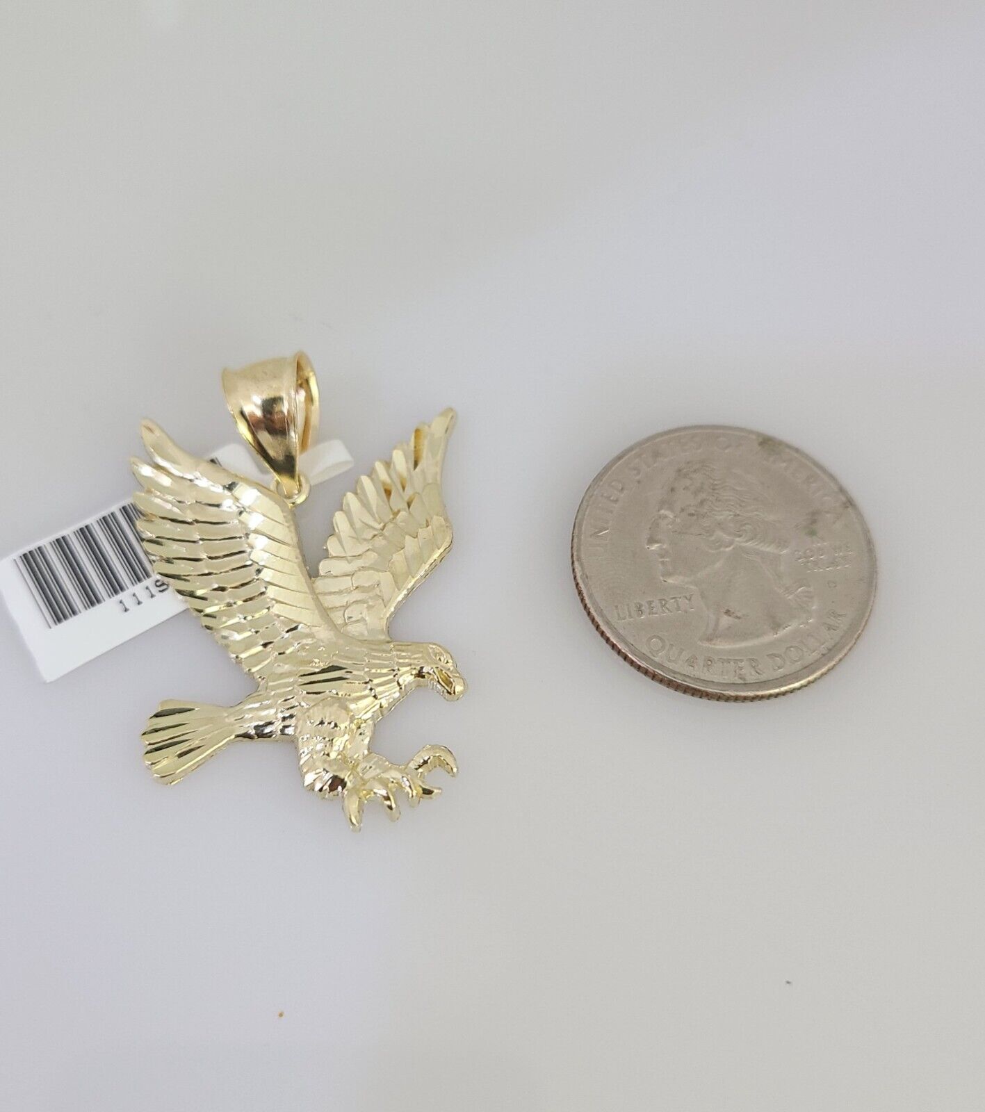 10k Gold Chain Flying Eagle Pendant Set Miami Cuban Necklace 4mm 18"-26" Charm