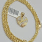 10k Gold Rope Chain Mom Heart Charm Pendant Set 16-28'' Inch 2.5mm Necklace REAL