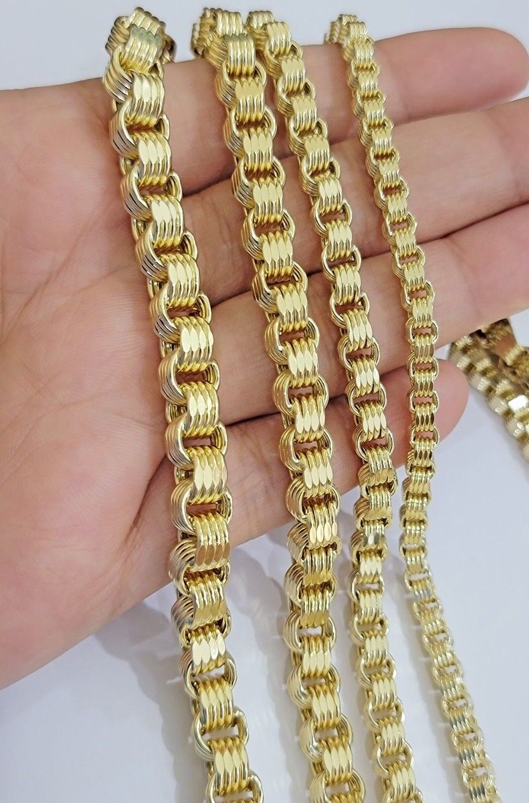 Real 10k Gold Box Byzantine Chain Necklace 20"-28" Inch 4mm 5mm 6mm 7mm 10kt Men