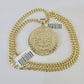 10k Gold Chain Mayan Calendar Pendant Set Miami Cuban link Necklace 5mm 20"-30"