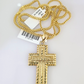 10k Gold Franco Chain Jesus Cross Charm Pendant 2.5mm 18-24 Inches Necklace