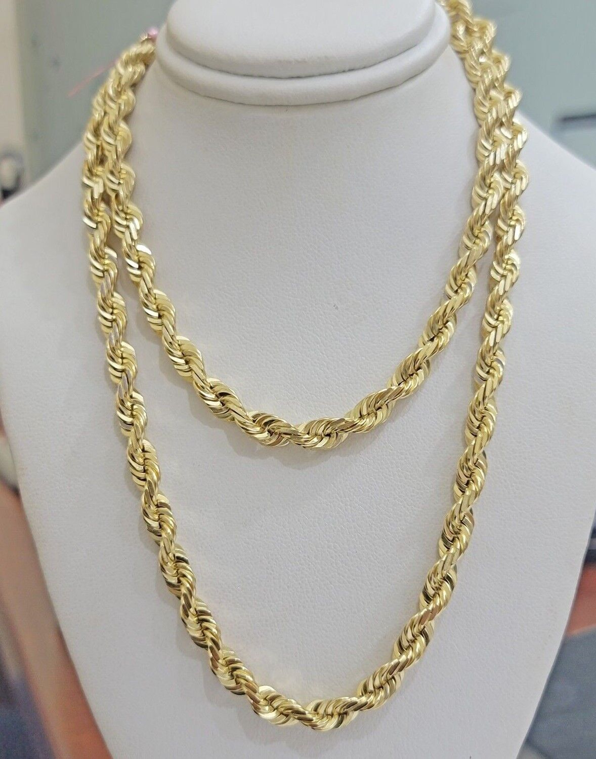 Real Solid Gold 14k Rope Chain Necklace 6mm 20-26