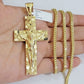 10kt Yellow Gold Franco Chain Necklace Nugget Cross Charm Pendant 3mm 18-26 Inch