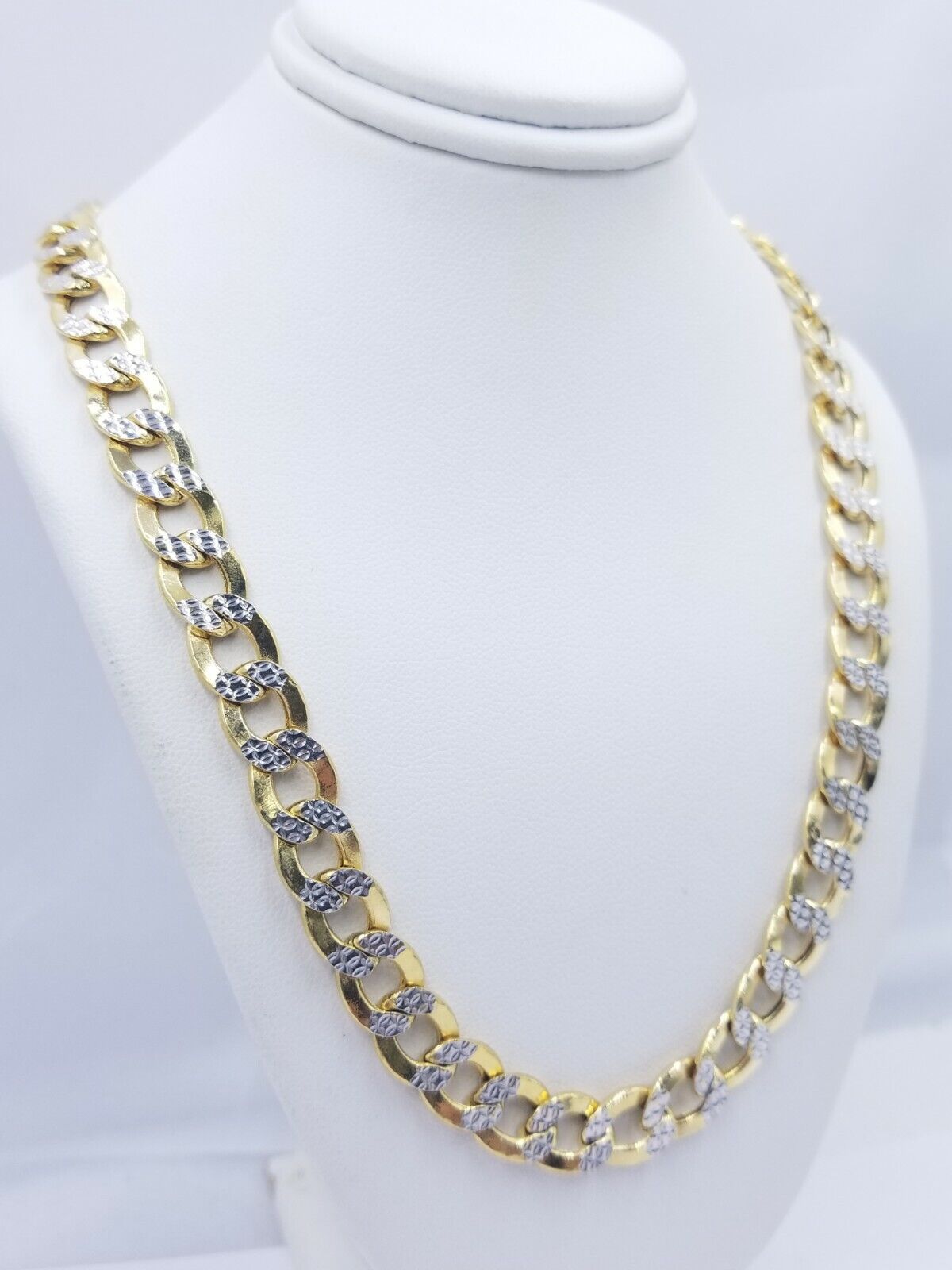 12MM Real Gold Mens Necklace Cuban Link 20-30" Diamond Cut 10k Yellow Gold Chain