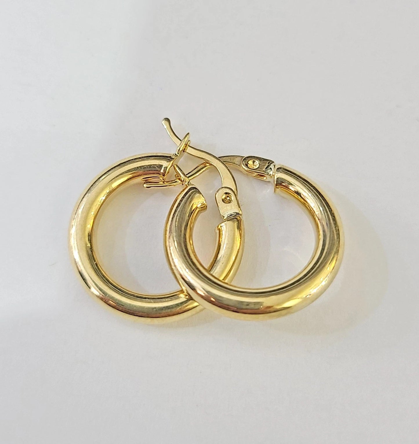 Real 10k Hoop Earrings Yellow Gold Real Men Women