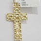 Real 10k Gold Franco chain & Jesus Cross Charm pendant , 3mm Necklace ,Men Women