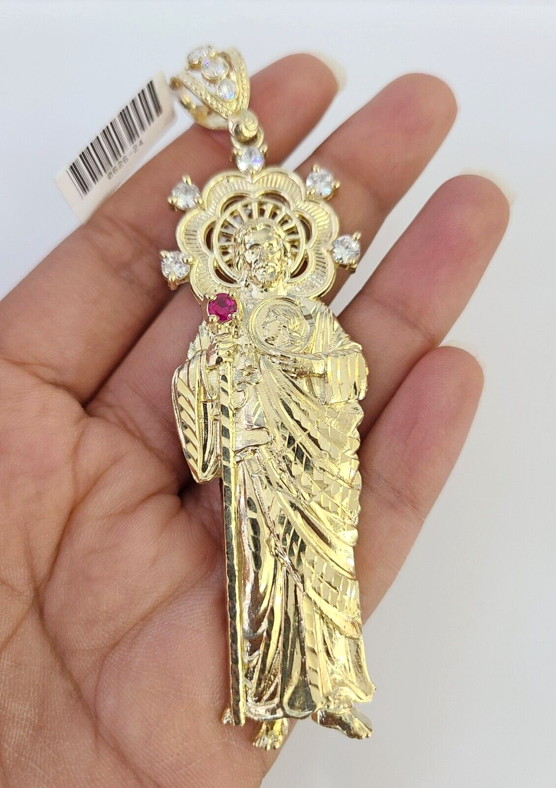 10k San Judas Charm Pendant Mens REAL 10Kt Saint Jude Yellow Gold