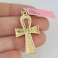 Real 14k Gold Chain Jesus Cross Pendant Set 14kt Miami Cuban Chain 2mm Charm