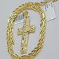 10kt Gold Milano Rope Chain Nugget Cross Charm Pendant Set 18-24'' Inch Necklace