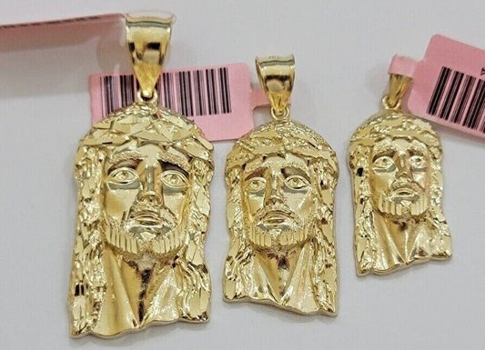 14k Yellow Gold Pendant Jesus Head Charm 14kt Yellow Gold For Men Different Size