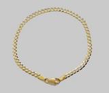 Solid 14kt Yellow Gold Cuban Curb Two-Tone Bracelet 3mm 8'' Inches Real 14k SALE