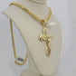 10k Yellow Gold Franco Chain Necklace Jesus Cross Charm Pendant 5mm 20-26 Inches