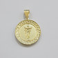 Real 10kt Jesus Circle Charm Pendant 10k Yellow Gold Chain Necklace 1.5 Inch NEW