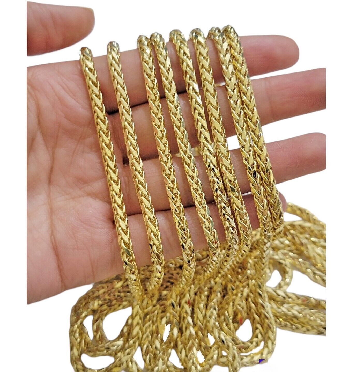 Real 10K Yellow Gold Chain Necklace Wheat Palm Spiga  16