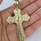 10k Yellow Gold Rope Chain Jesus Cross Charm Pendant 18-30'' Inch 7mm  Necklace