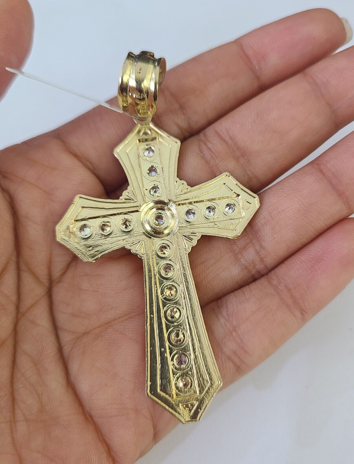 10k Yellow Gold Rope Chain Jesus Cross Charm Pendant 18-30'' Inch 7mm  Necklace