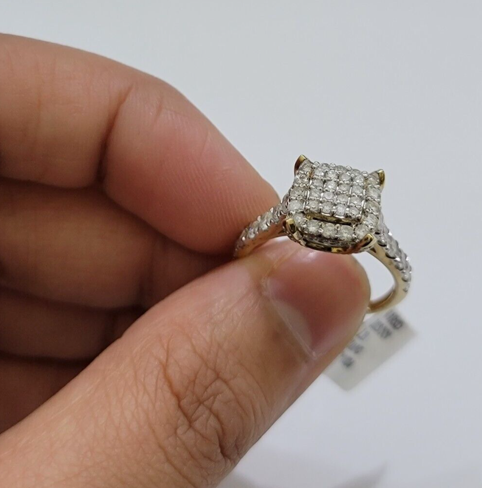 Real 10k Yellow Gold 1.35CT Diamond Ring Women Band Natural Genuine Wedding SALE