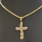 10k Gold Rope Chain Jesus Cross Charm Pendant Set 18-28" inch 3mm Necklace, REAL