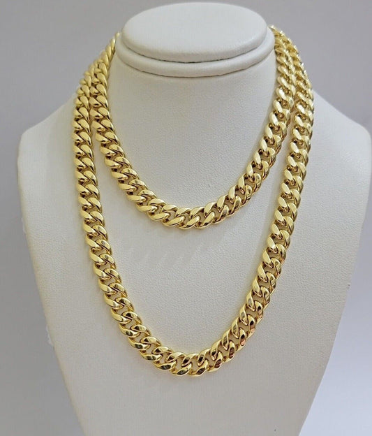 Mens 14k Gold Chain 8mm Miami cuban Link 18 - 30 Inch REAL 14KT Yelllow Gold