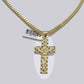 Real 10k Gold Franco chain & Jesus Cross Charm pendant , 3mm Necklace ,Men Women