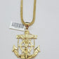 10k Yellow Gold Franco Chain Necklace Anchor Charm Pendant 3mm 18"-26" Inch SALE