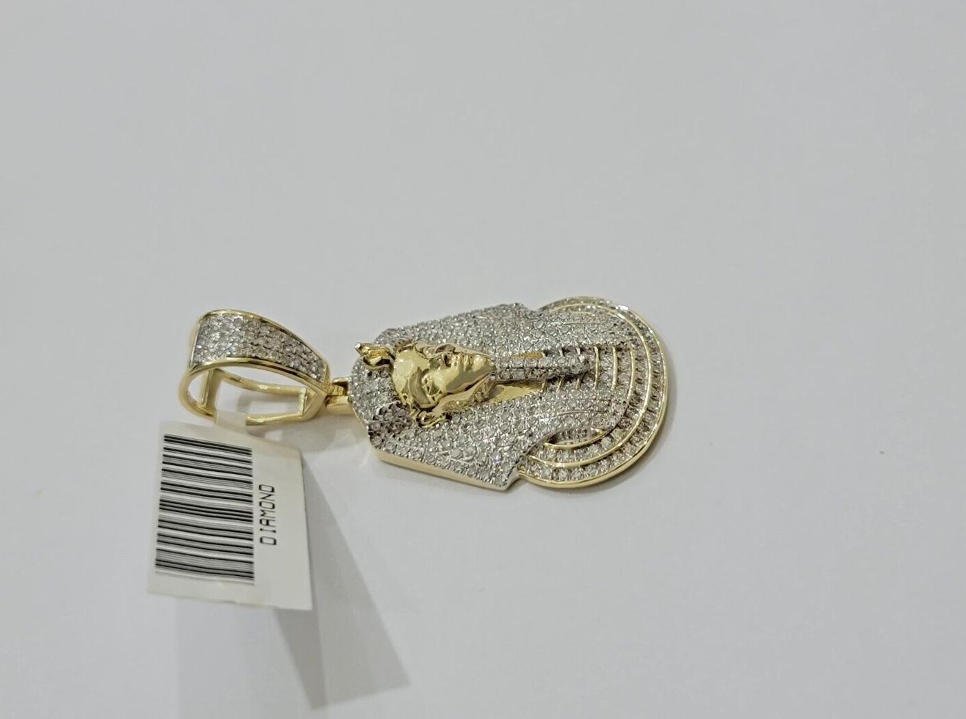 Real Diamond Pharoah Charm Pendant 10k Yellow Gold 0.85 CT Natura Chain Necklace