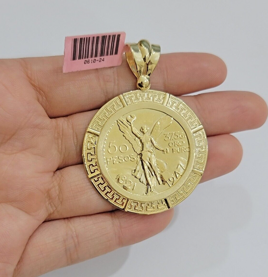 14kt Yellow Gold 1947 Mexican Centenario 50 Gold Pesos Copy Coin With Bezel SALE