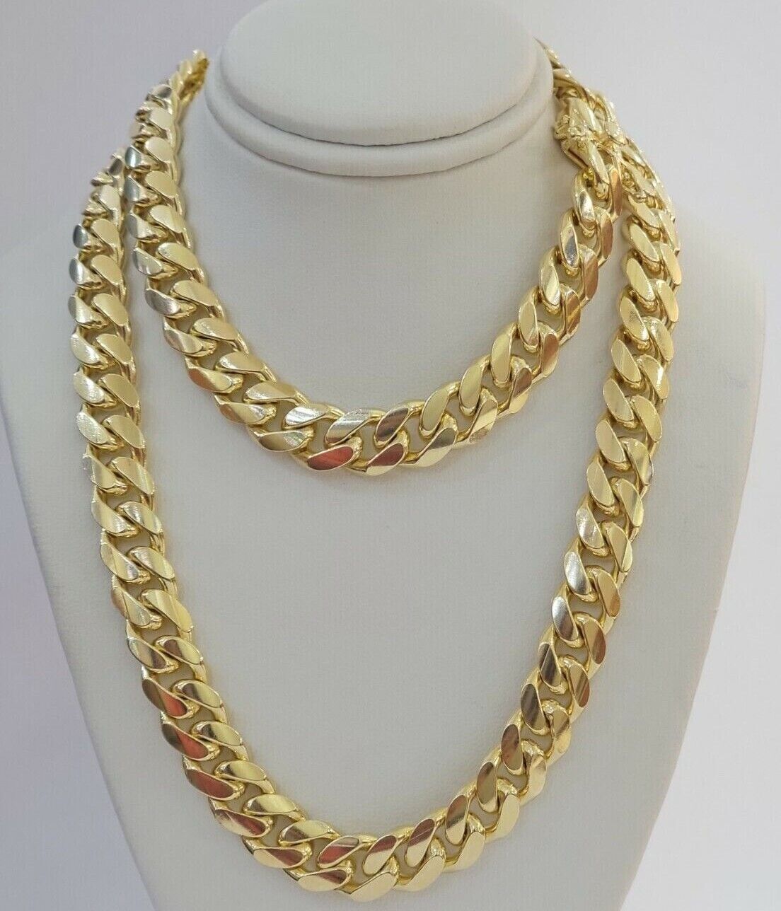 11mm Miami Cuban Link Chain Necklace 10k Yellow Gold 24" 26 Inch Mens SOLID 10kt