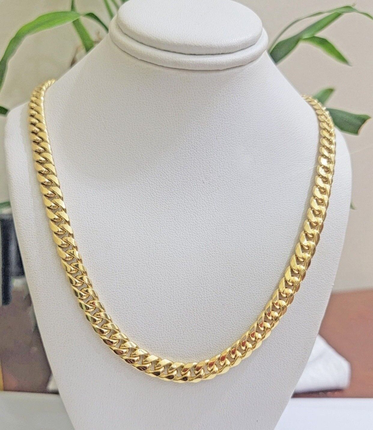 Real 10k Yellow Gold Chain necklace Miami Cuban Link 7mm 20" 22" 24 Inch 10KT