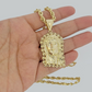 10kt Gold Rope Chain Jesus Head Charm Pendant 5mm 18-28 Inches Necklace SALE NEW