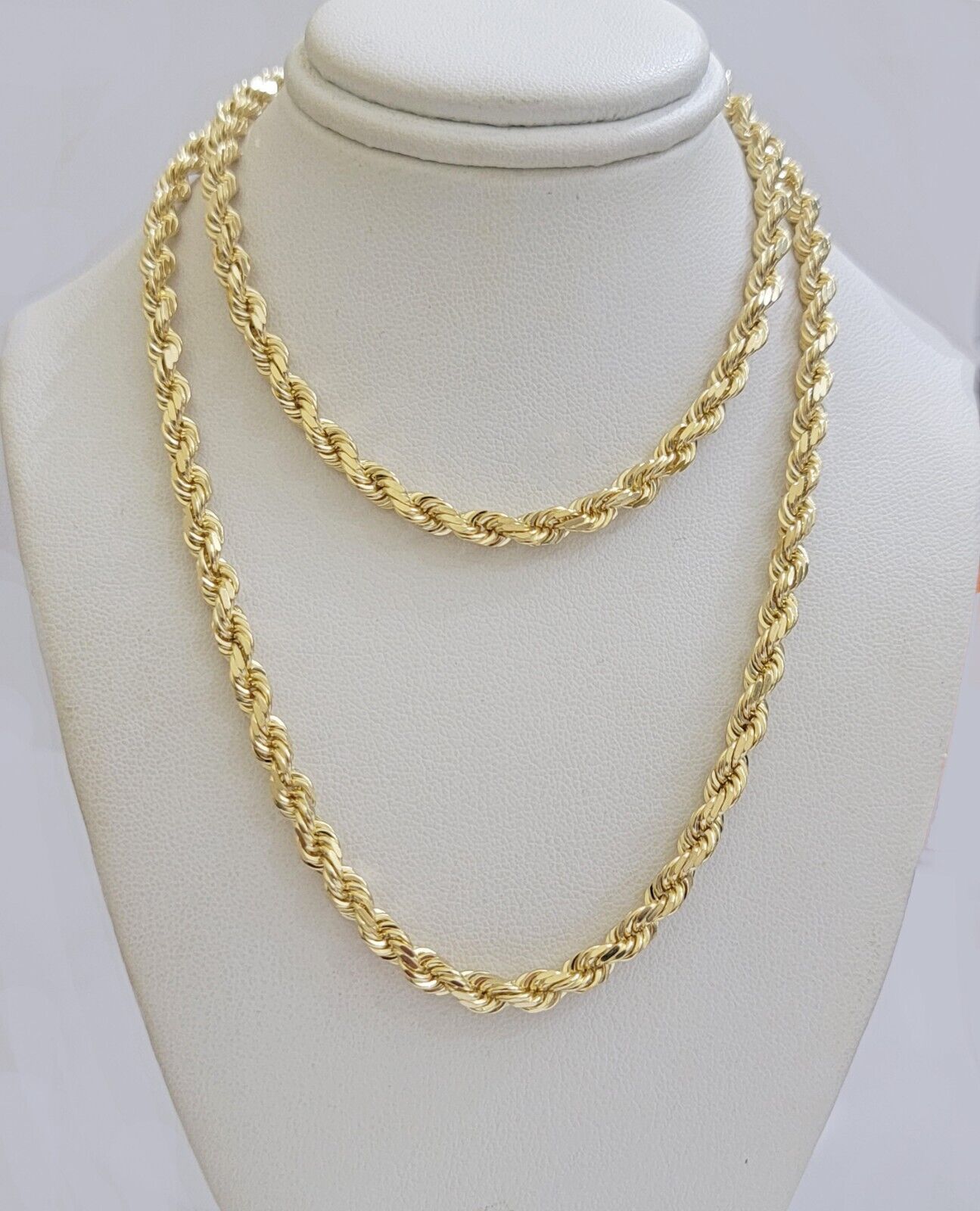 Real 14k Yellow Gold Rope Chain Necklace 4.5mm 18- 26 Inch Diamond Cut SOLID 14K