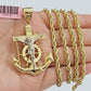 Real 14k Solid Gold Rope Chain Necklace Jesus Anchor Charm Pendant 30 Inches 4mm