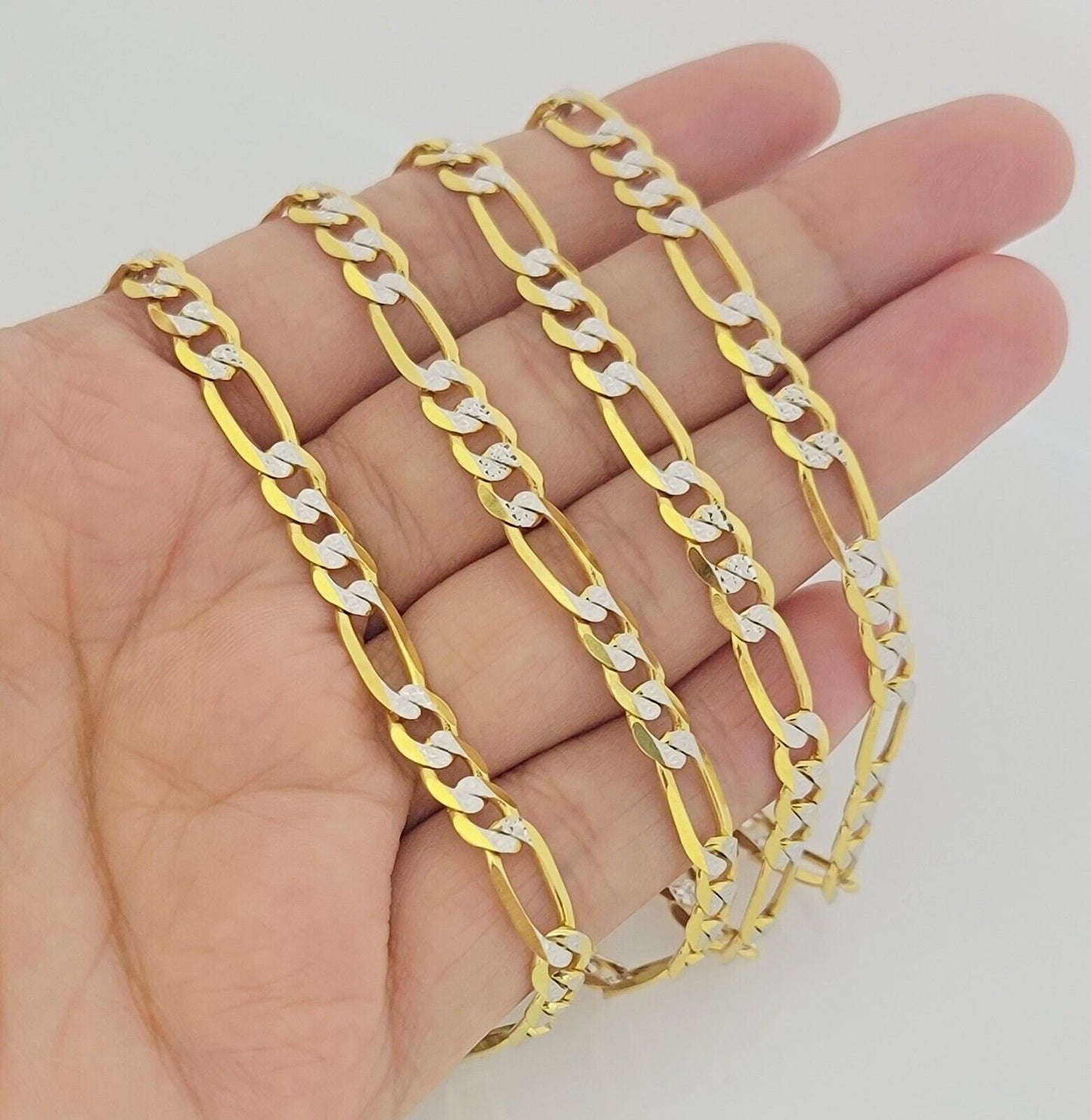 Real 10k Solid Gold Chain Figaro Link Necklace 5.5mm Men Women 18-30 Inches 10kt