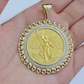 1947 Mexican Centenario Coin Charm Pendant Replica 50 Pesos With Bezel 10kt Gold