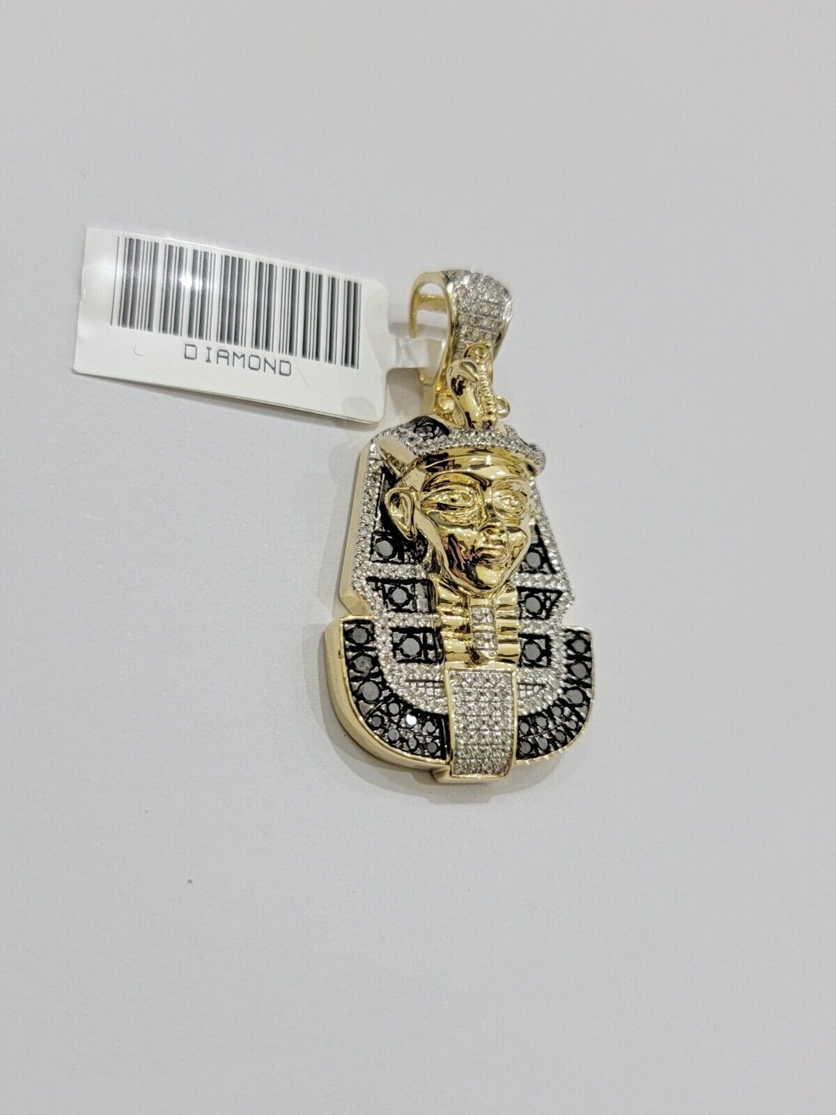 Black Diamond Pharoah Charm Pendant 10kt Yellow Gold 0.80 CT Chain Necklace SALE