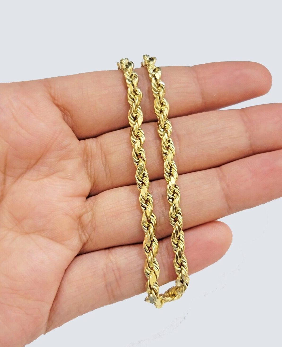 Real 14k Yellow Gold Rope Bracelet 4mm 8 Inch Lobster Clasp Brand New 14 KT SALE