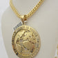 10k Yellow Gold Franco Chain Necklace World Map Charm Pendant 5mm 20-26'' Inches