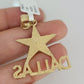 10k Gold Chain Dallas Star Pendant Set Miami Cuban Necklace 4mm 18"-26" Charm