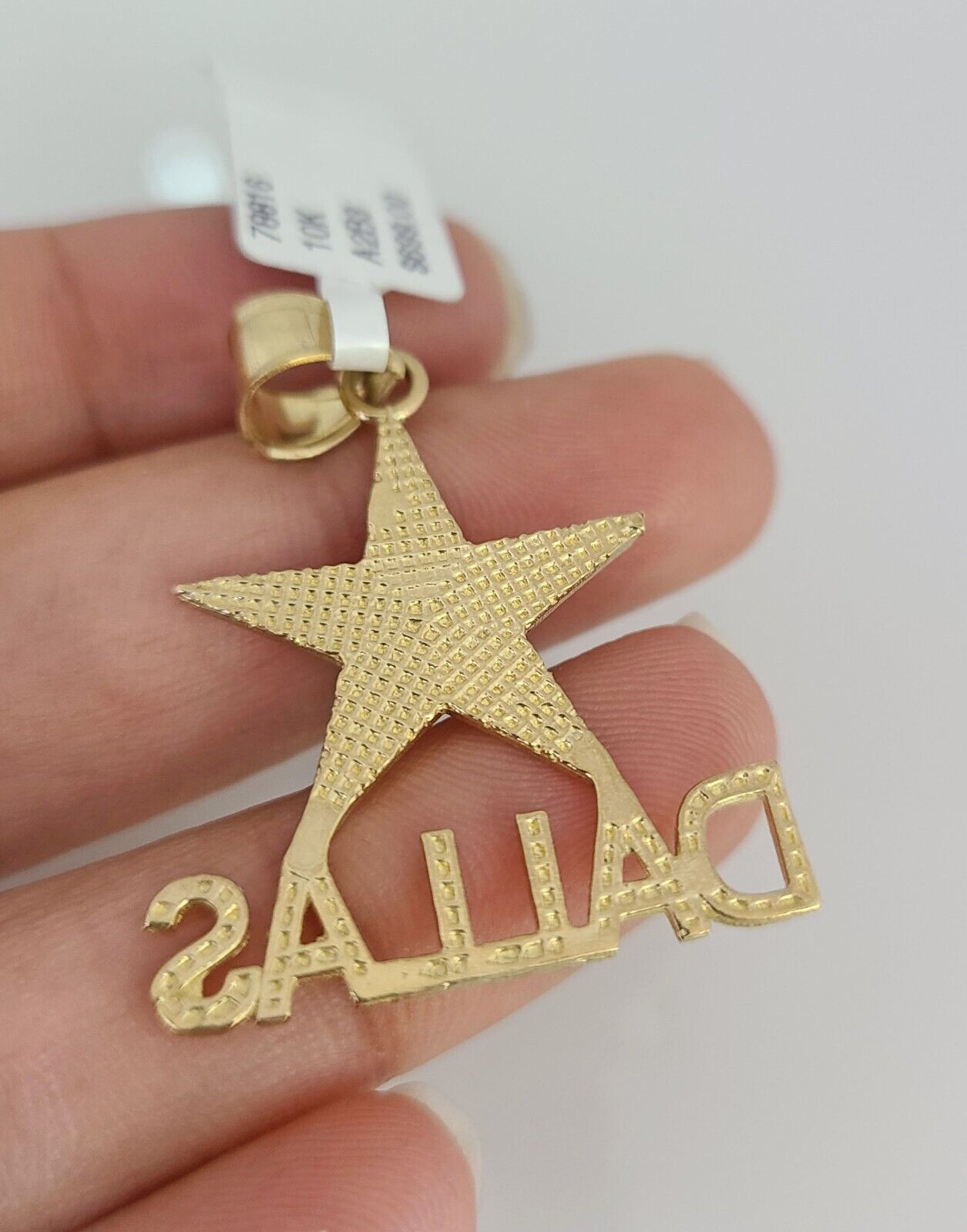 10k Gold Chain Dallas Star Pendant Set Miami Cuban Necklace 4mm 18"-26" Charm