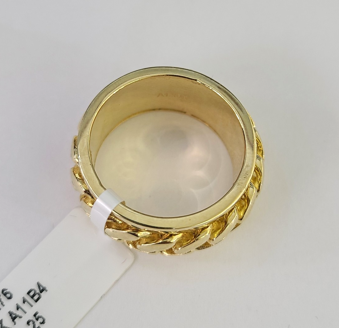 10k Miami Cuban Ring Casual Band Yellow Gold Genuine Brand New Size 6 7 8 9 10 11 & 12