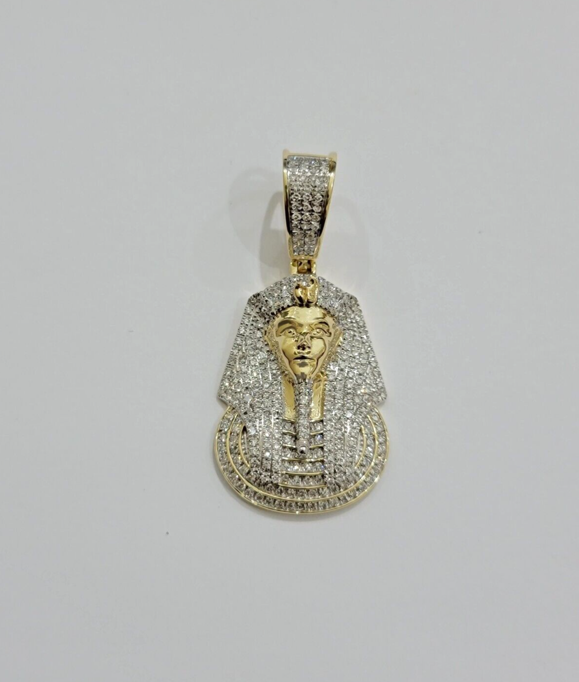 Real Diamond Pharoah Charm Pendant 10k Yellow Gold 0.85 CT Natura Chain Necklace