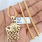 10k Gold Franco Chain Basket Ball Charm Pendant 2.5mm 18-24 Inches Necklace