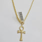 10k Gold Rope Chain Ankh Cross Charm Pendant Set 18"-28" inch 3mm Necklace, REAL