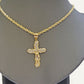 10k Gold Rope Chain Jesus Cross Charm Pendant Set 18-28" inch 3mm Necklace, REAL