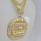 10k Gold Chain Last Supper Pendant Set Miami Cuban link Necklace 5mm 20-30 Inch