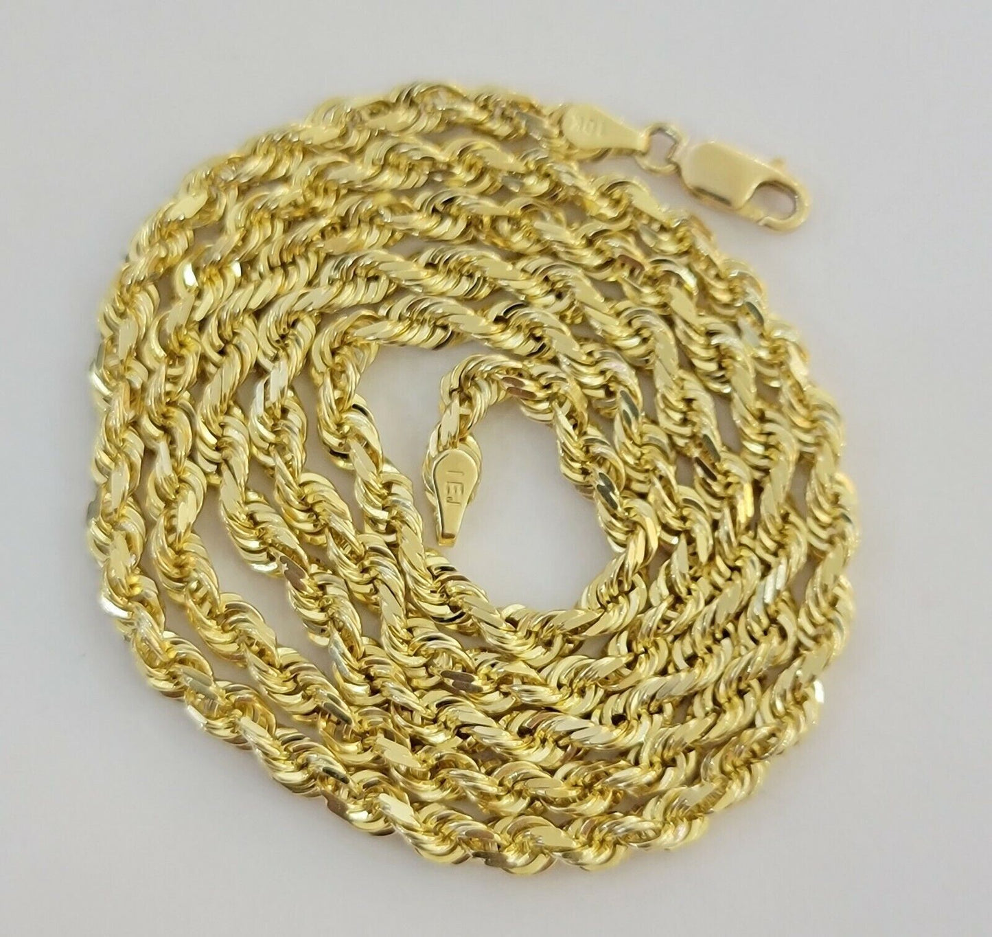 14k Gold Rope Chain Necklace 18"-26 Inches 3mm Diamond Cuts Men Women Real SOLID